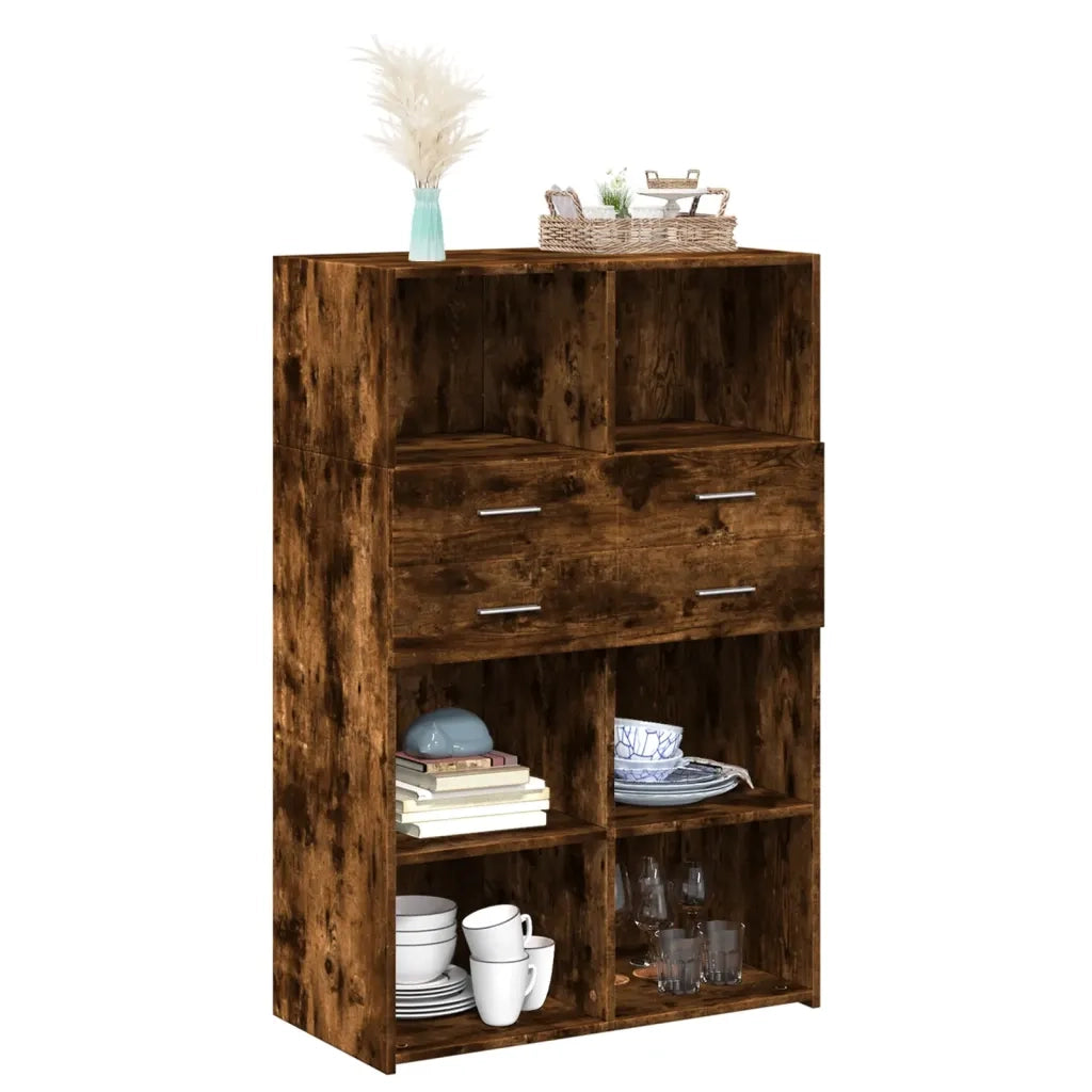 Credenza Rovere Fumo 80x42,5x124 cm in Legno Multistrato 3281389