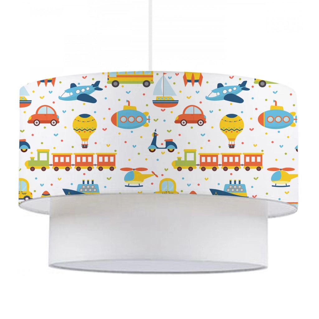Lampada a Sospensione Lurgan per Cameretta Decorato con Veicoli - Bianco lux.pro