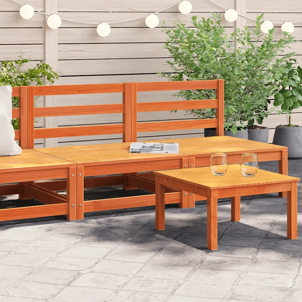 Divano da esterno-Divani Senza Braccioli Giardino 2pz Marrone Cera 70x70x67 Pino