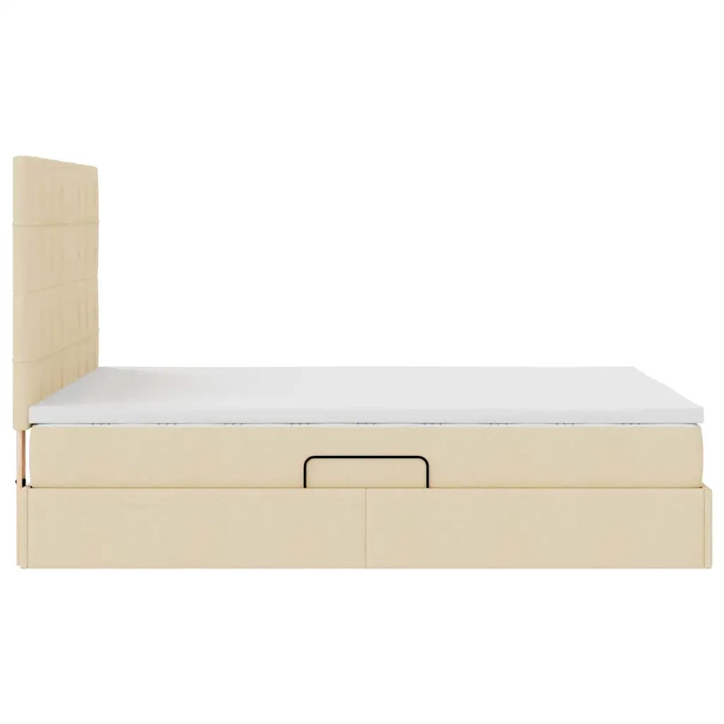 Letto con contenitore e materasso Crema 140 x 200 cm Poliestere