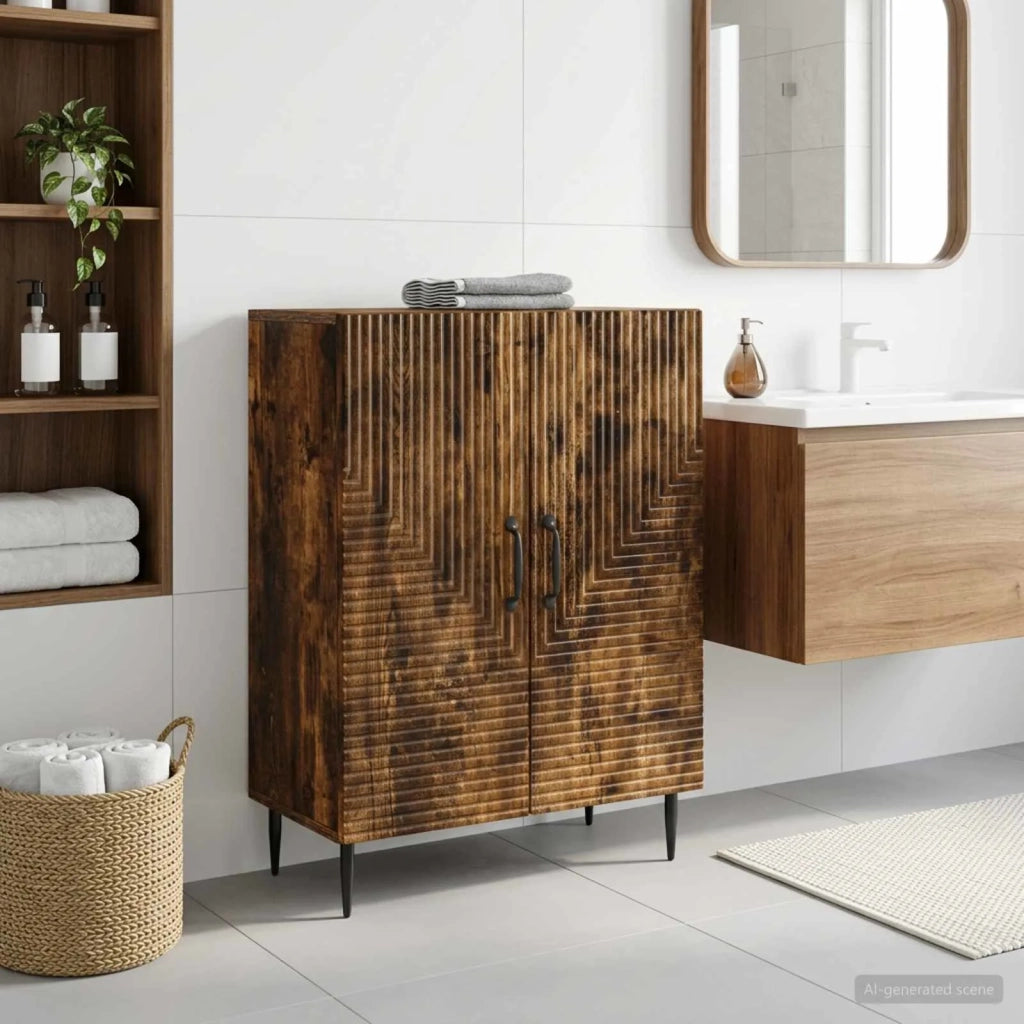 Mobiletto da Bagno HAARLEM Rovere Fumo 59,5 x 31 x 80 cm 896840