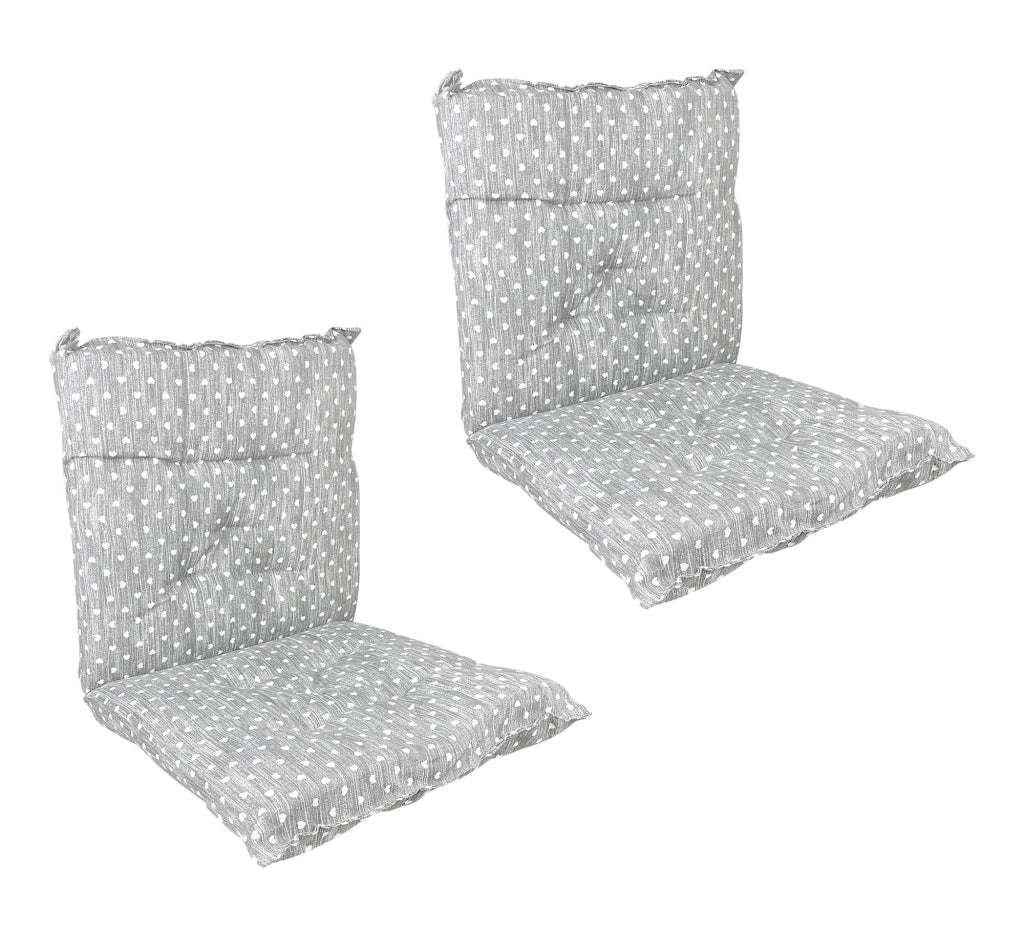 Set Cuscini Sedia Con Schienale Imbottiti Con Laccetti Banda Elastica 40 x 80 Cm CuoricinoGrigio - 2 Pezzi