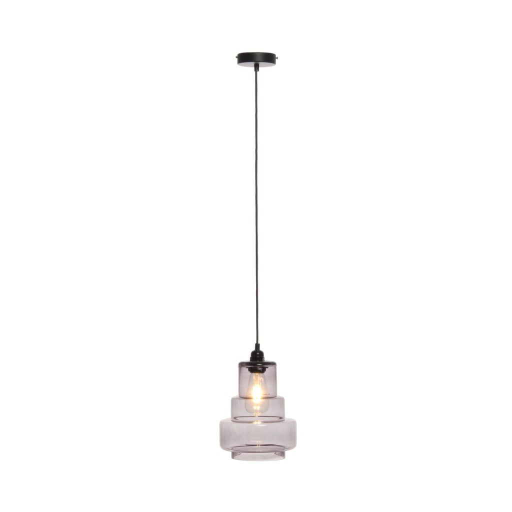 Lampada a sospensione Evy in vetro grigio fume'