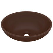 Lavabo ovale di lusso lavabo da appoggio bagno/cucina/arredamento della casa 40 x 33 cm ceramica marrone scuro opaco 02_0002671