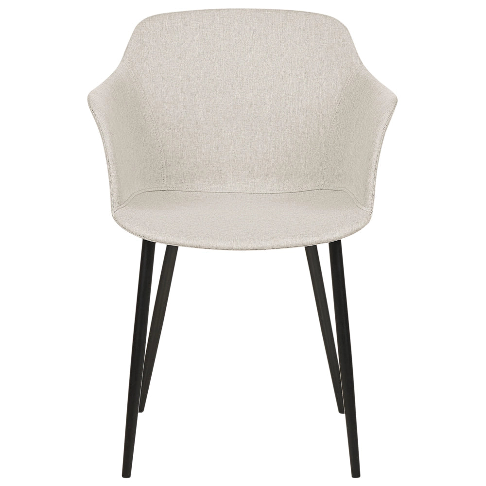 Set di 2 sedie da pranzo in tessuto beige chiaro imbottito con gambe nere Stile retrò Mobili per il soggiorno