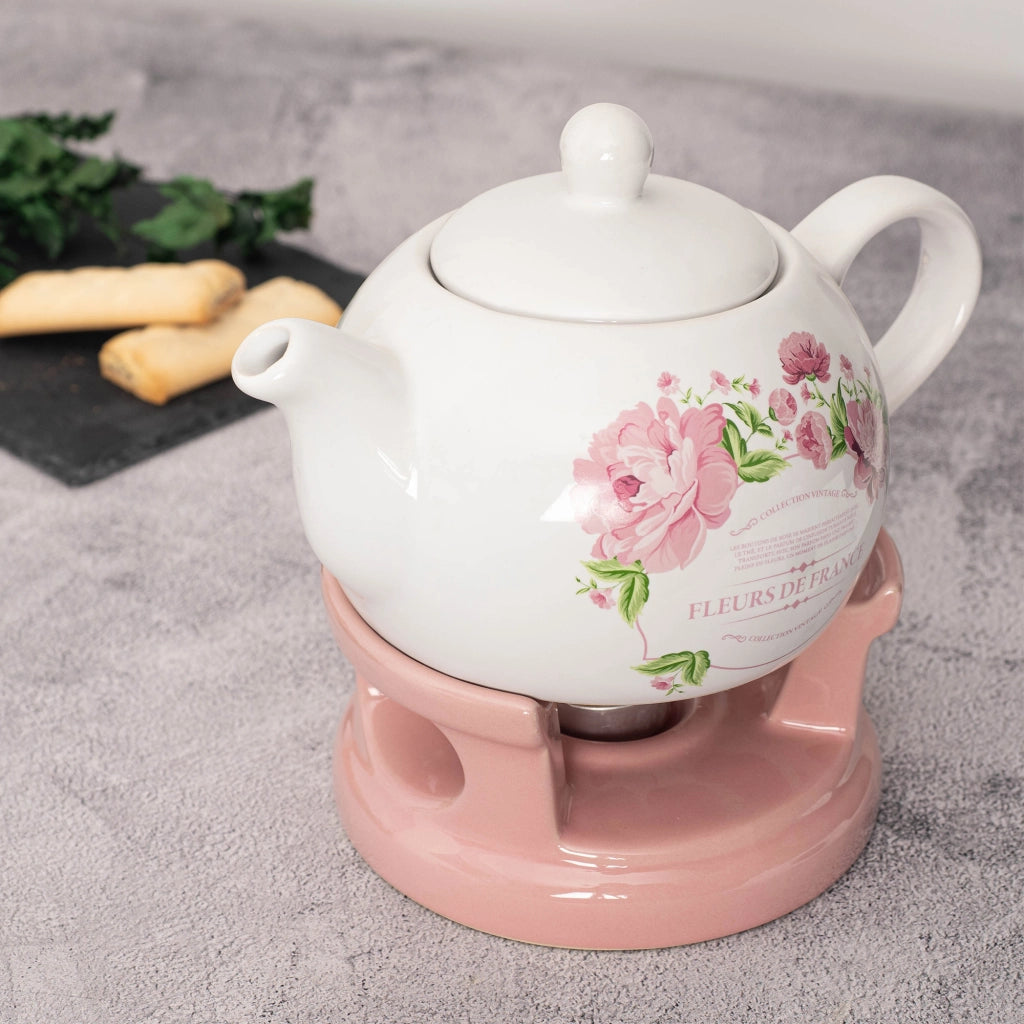 Teiera KADAX con scaldavivande, 1 litro, in ceramica, ideale come regalo.