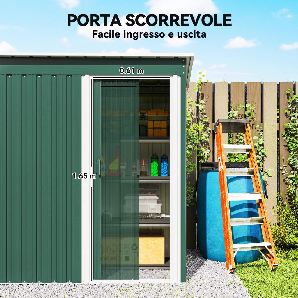 Capanno Attrezzi Giardino ¨C zephmum ¨C Verde Acciaio Zincato 163x89x182 cm