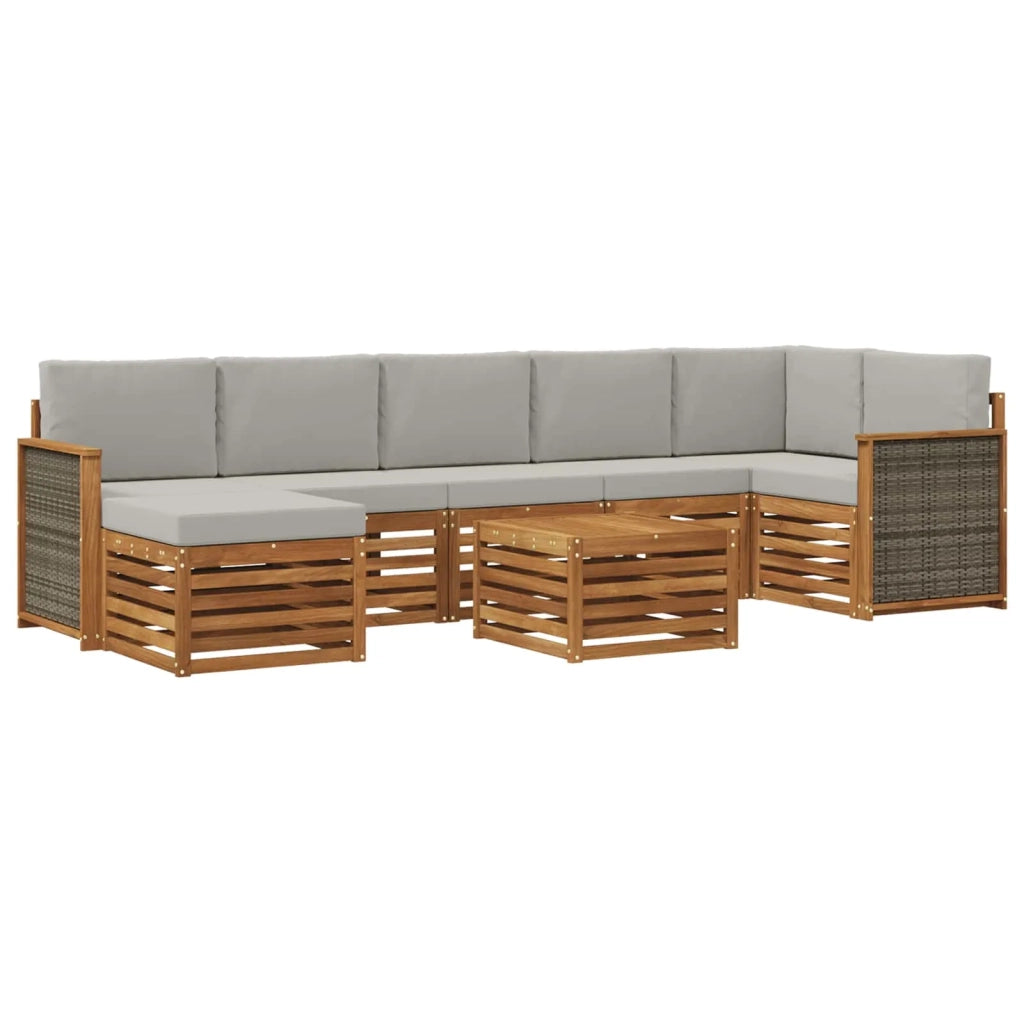 Set di divani da esterno 7 pz Naturale e Grigio Chiaro 3384647