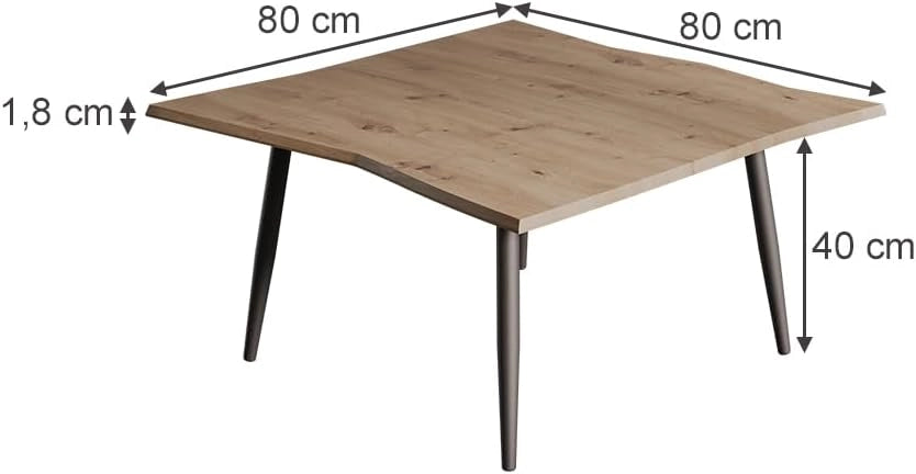 Tavolino da caffè Yan, Artigiano, 80 x 80 cm, con ripiano per un utilizzo versatile negli ambienti domestici