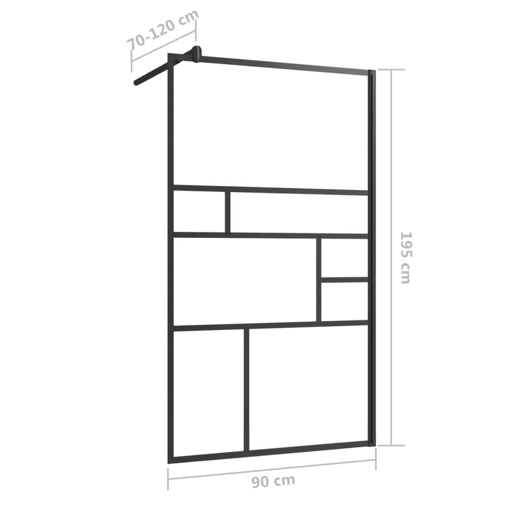 Parete doccia in vetro divisorio per vasca accessorio per il bagno box doccia arredamento per la casa ESG trasparente 90 x 195 cm nero 02_0002141