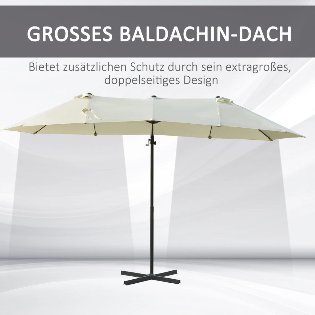 Doppio parasole a sbalzo Doppio parasole con manovella Giardino parasole regolabile Metal Cream Bianco 440 x 270 x 250 cm