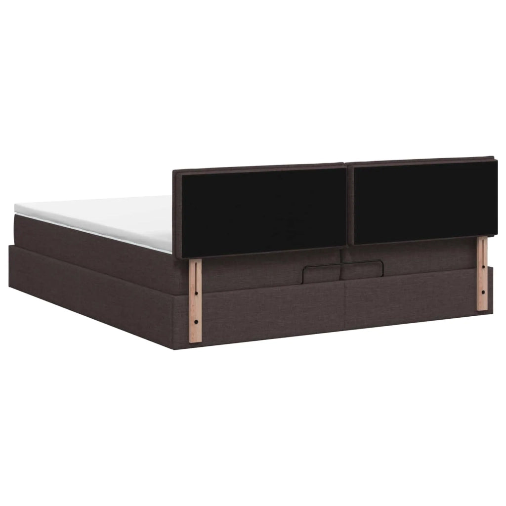Letto Ottomano con Materasso e LED Marrone Scuro 200 x 200 cm 3456853