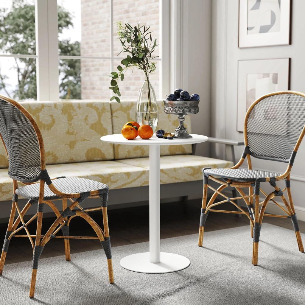 Tavolo da pranzo rotondo per 2 persone ¨C zephmum ¨C acciaio, bianco, ?60x72 cm