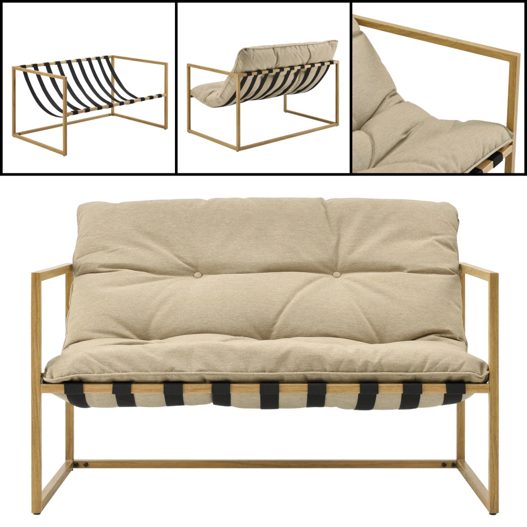 Set Salottino da Giardino Dallas con Cuscini in Olefina - Color Legno/Khaki casa.pro