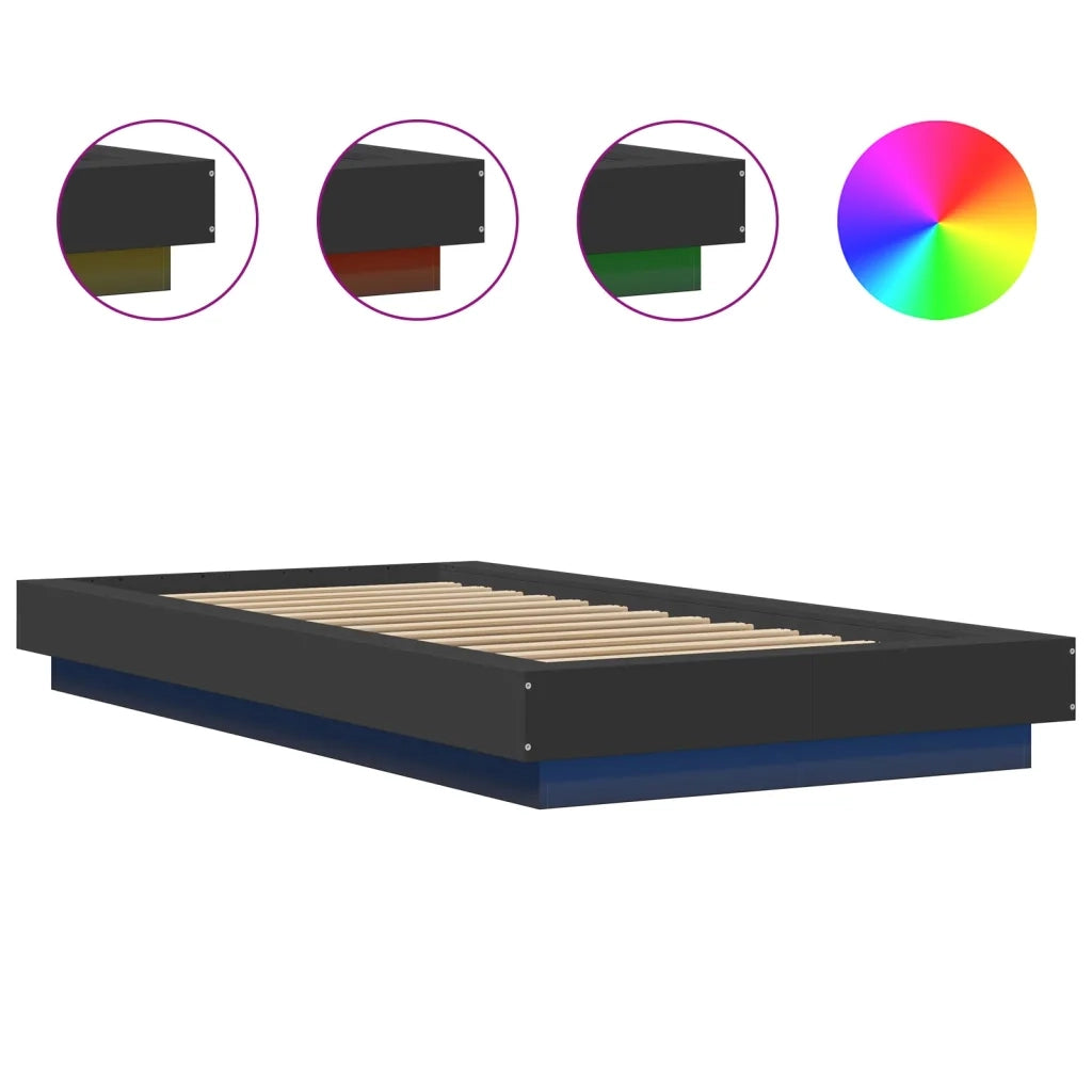 Giroletto con Luci LED Nero 90x190 cm in Legno Multistrato