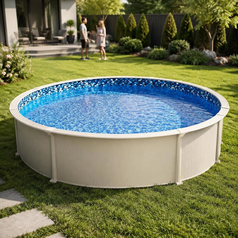 Round Pool Liner, Φ914x120 Cm, Inner Liner, Replacement Liner, Pool Liner, Unibead Style Vinyl Liner With Standard Thickness, Wear-resistant, For Above-ground Pools With A 132 Cm Wall Height