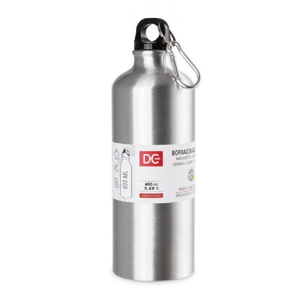 Trade Shop - Borraccia Bottiglia In Alluminio Con Moschettone Capacità 600ml 7.3x21cm 0224858 -