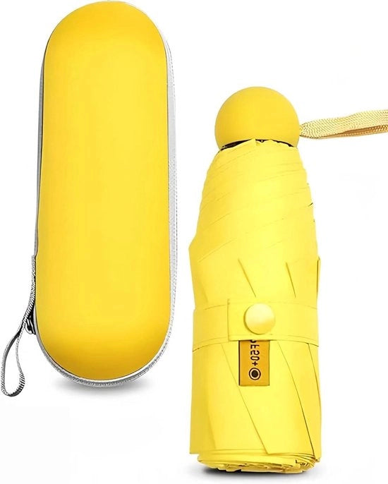 Paraplu compattibile da viaggio con protezione UV - Ombrello mini impermeabile per signore e signori (giallo)