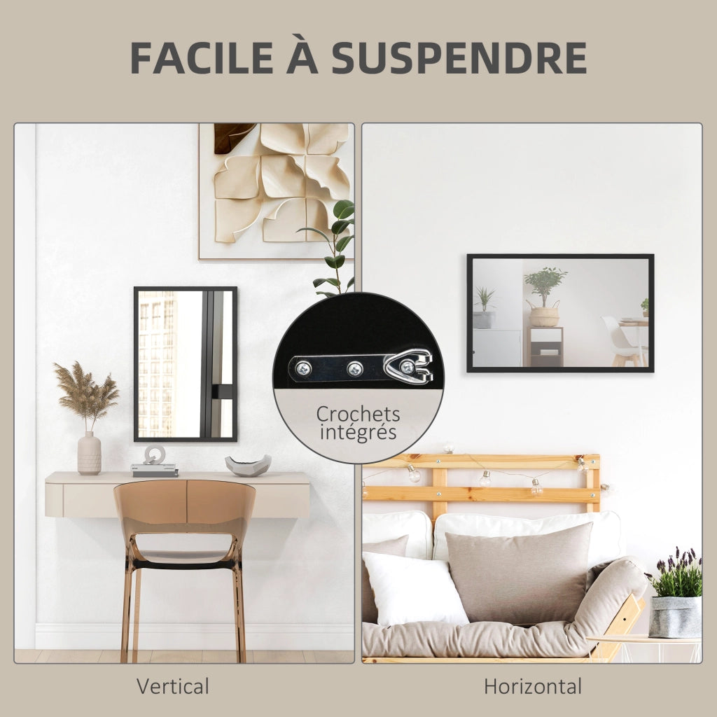 Specchio da parete rettangolare ¨C Xylo ¨C legno nero 60x40 cm