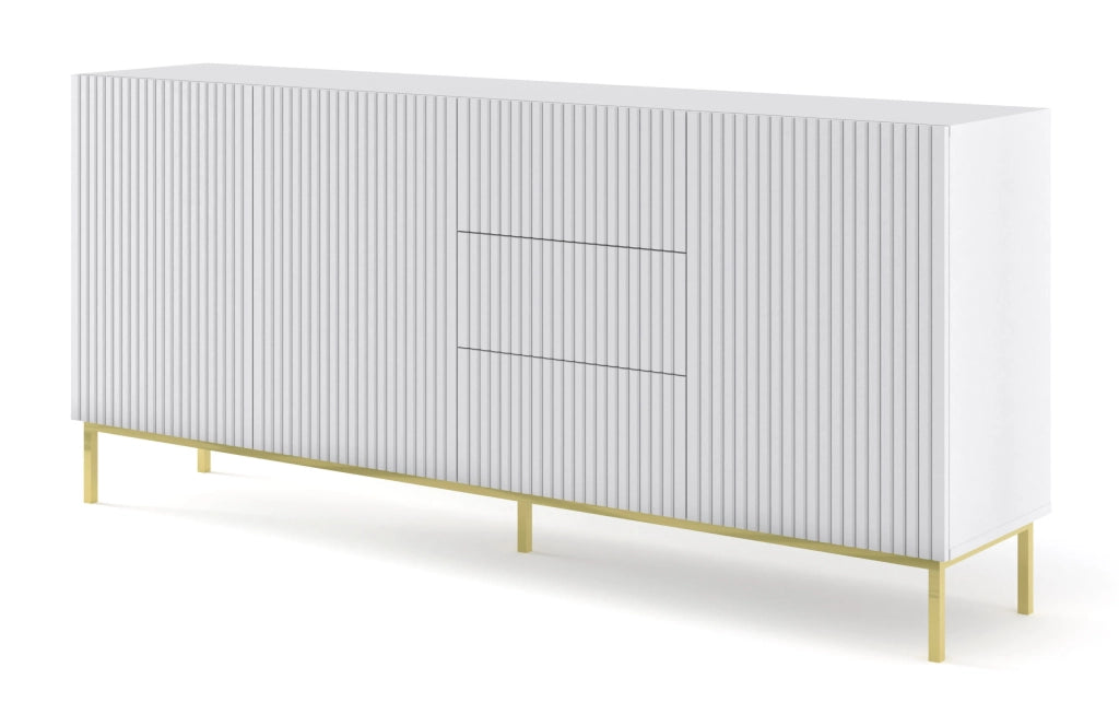 MOBILE RAVENNA B MOBILE IN MDF RIVESTITO IN FOGLIO 3D3S 200 BIANCO OPACO TELAIO ORO