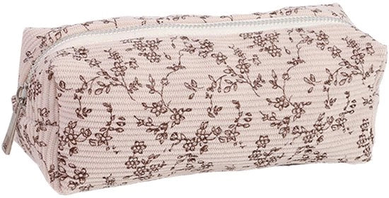 Etui estetico in tessuto corduroy, etui informale in tessuto corduroy, etui indispensabile per la scuola, per ufficio, borsa cosmetica (beige)