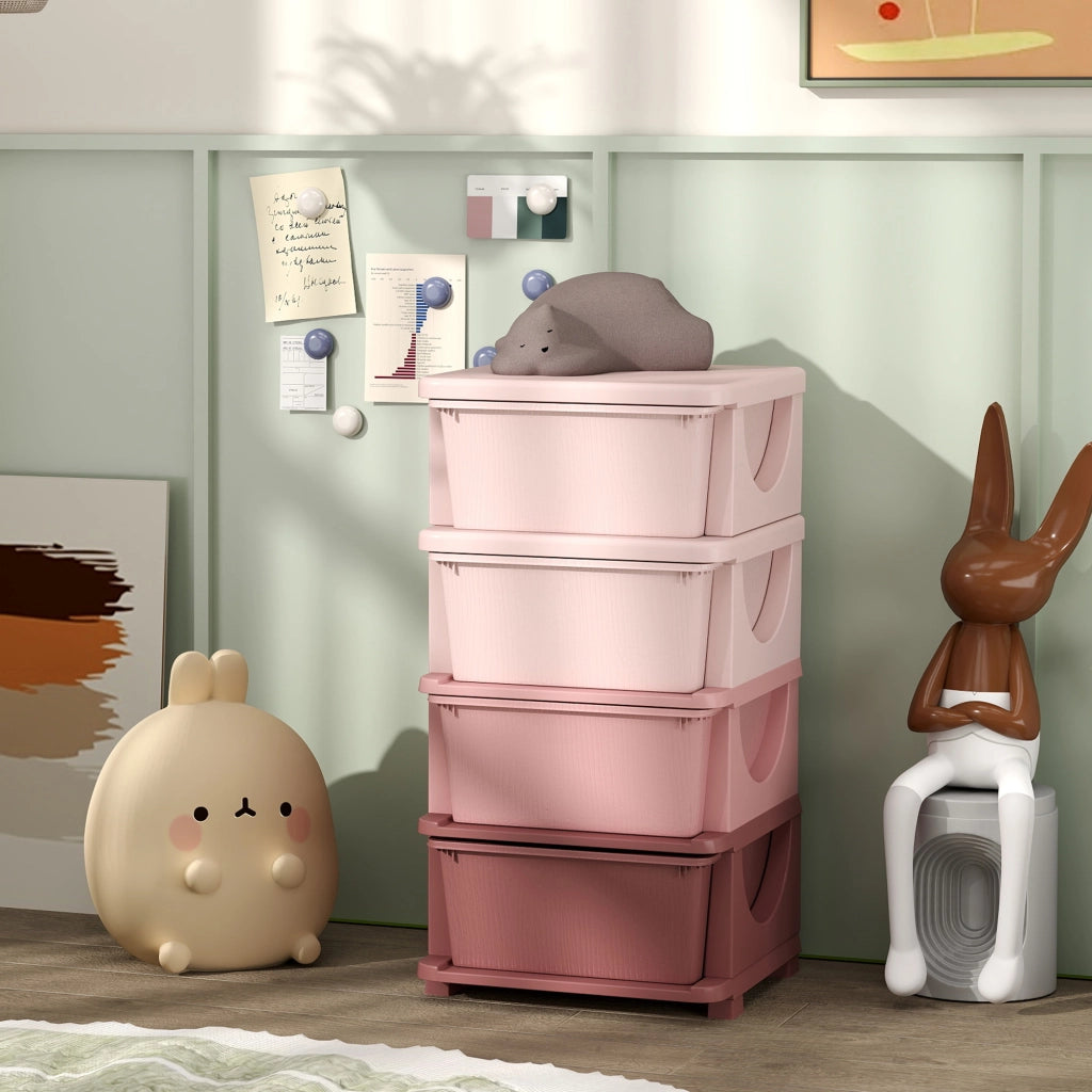 Letto contenitore per bambini con 4 cassetti ¨C zephmum ¨C rosa 37x37x76 cm