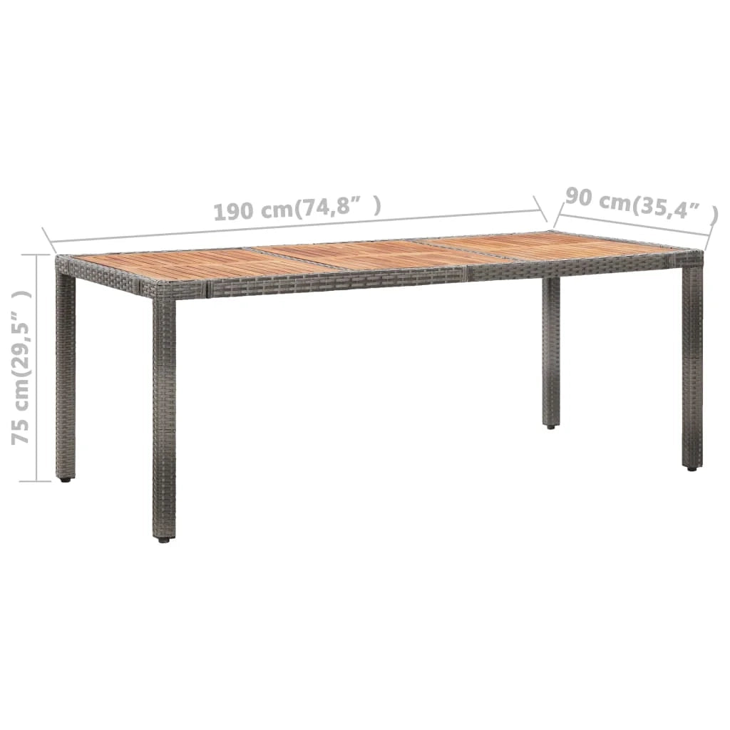 Set di mobili da giardino mobili da esterno 9 pezzi con cuscini resina intrecciata grigia 02_0018090