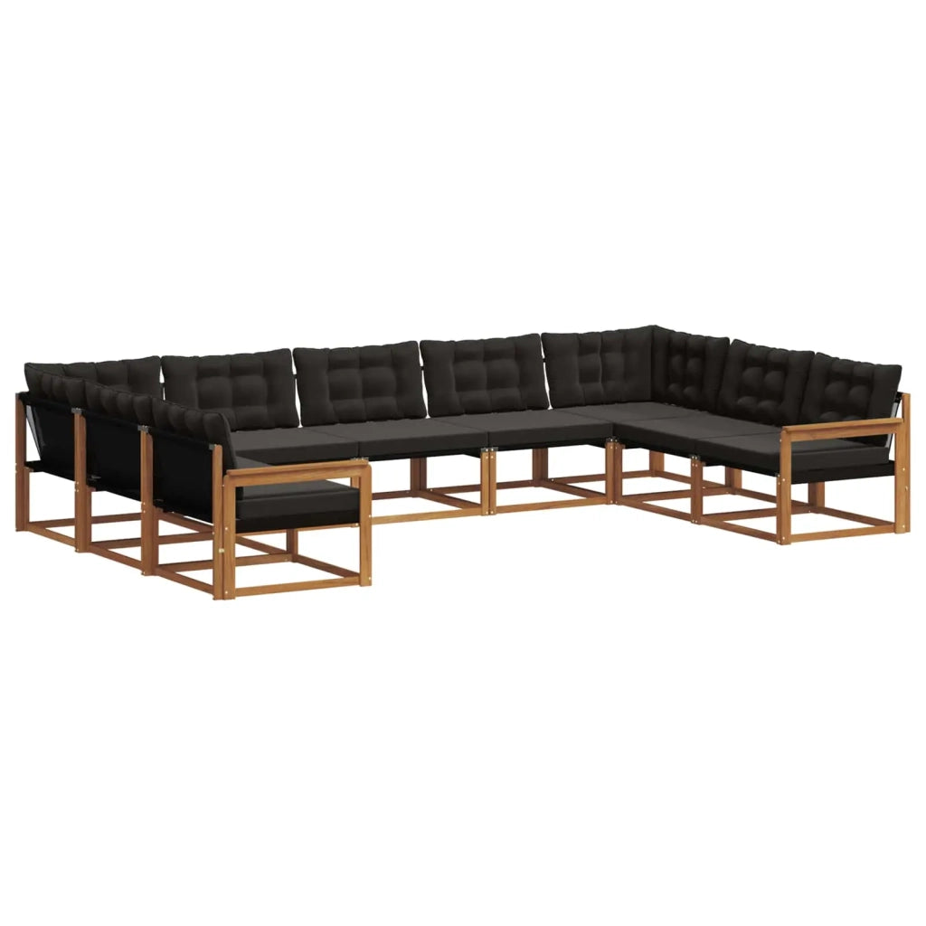 Set di divani da esterno con cuscino 9 pcs Naturale e Nero 3369835