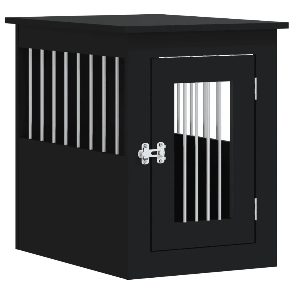 Gabbia Cani da Arredamento Nera 45x62x59cm Legno Multistrato 838310