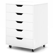 Mobiletto con 5 cassetti 49 x 40 x 65 cm pratico e moderno in legno composito bianco 20_0010991