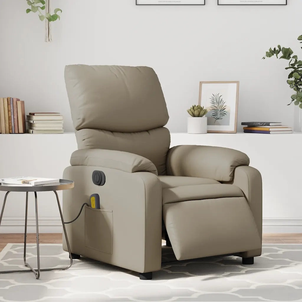 Divano Sedia-Poltrona Reclinabile Massaggio Elettrica Cappuccino Similpelle 239021