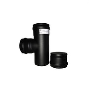 Tee con tappo Tubo per fumi acciaio nero opaco Pellet 80mm stufa riscaldamenti