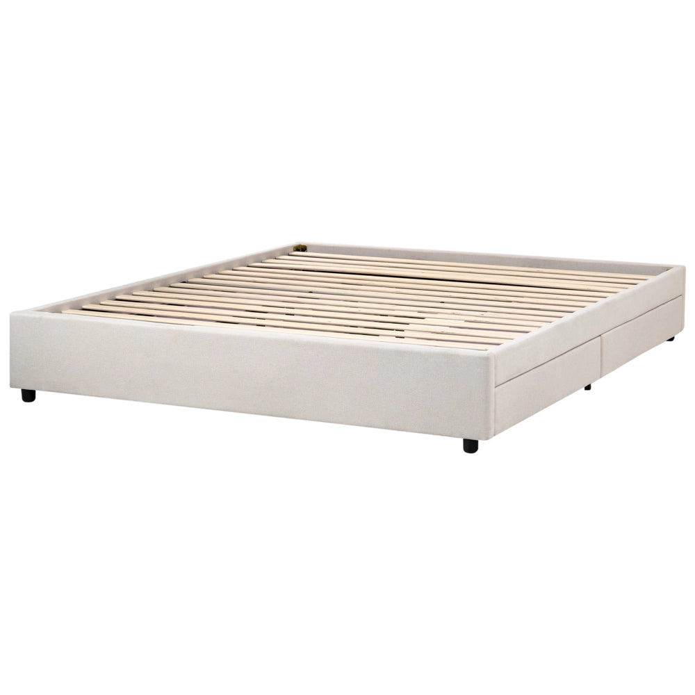 Letto matrimoniale in Tessuto beige chiaro con Cassetti 180 x 200 cm Design tradizionale