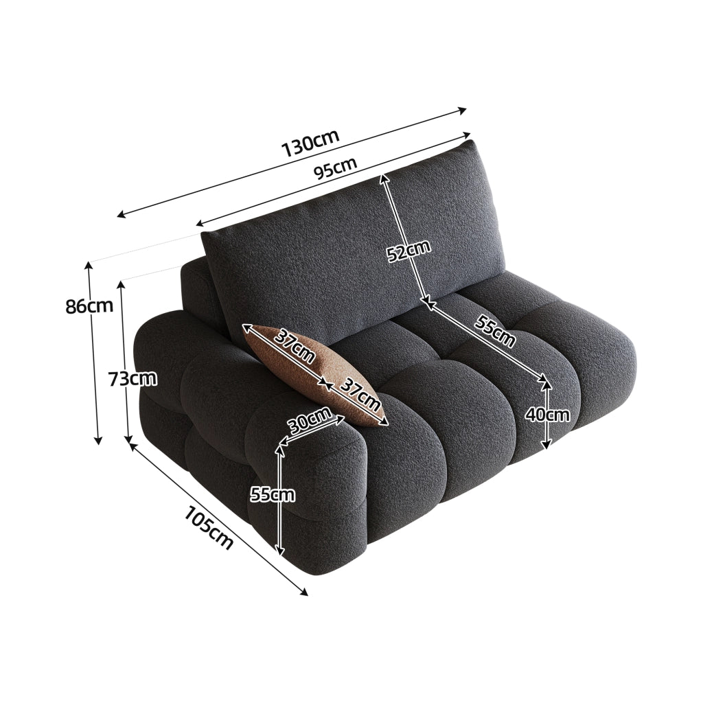 Méridienne modulare a 2 posti in tessuto con seduta ergonomica e design salvaspazio grigio scuro