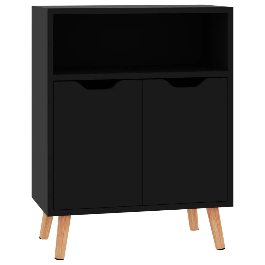 Credenza-Buffet-Armadio da cucina Nero Lucido 60x30x72 cm in Legno Multistrato