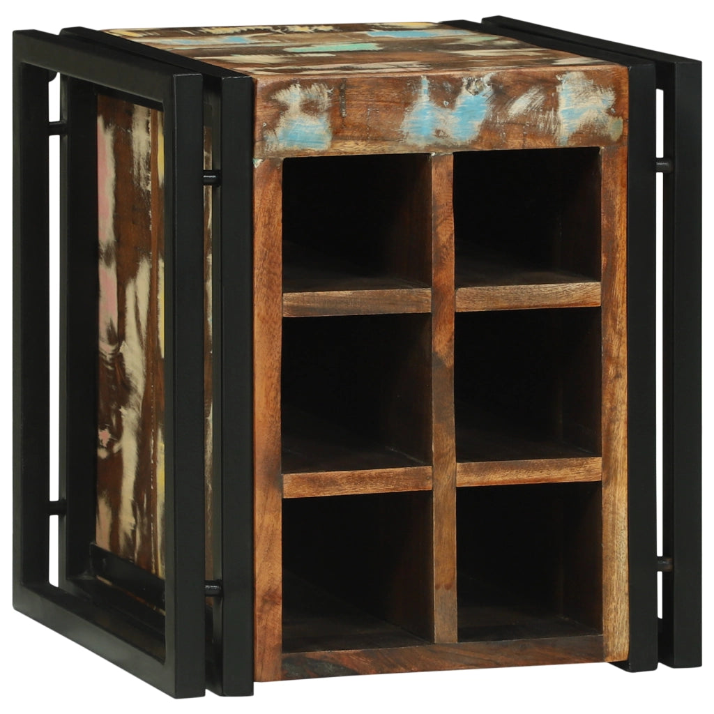 Porta Bottiglie 34.5x35x39 cm Legno Massello di Recupero