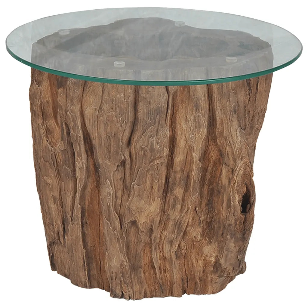 Tavolino da Salotto-Tavolino da soggiorno-Tavolo in Legno di Teak e Vetro 50x40 cm