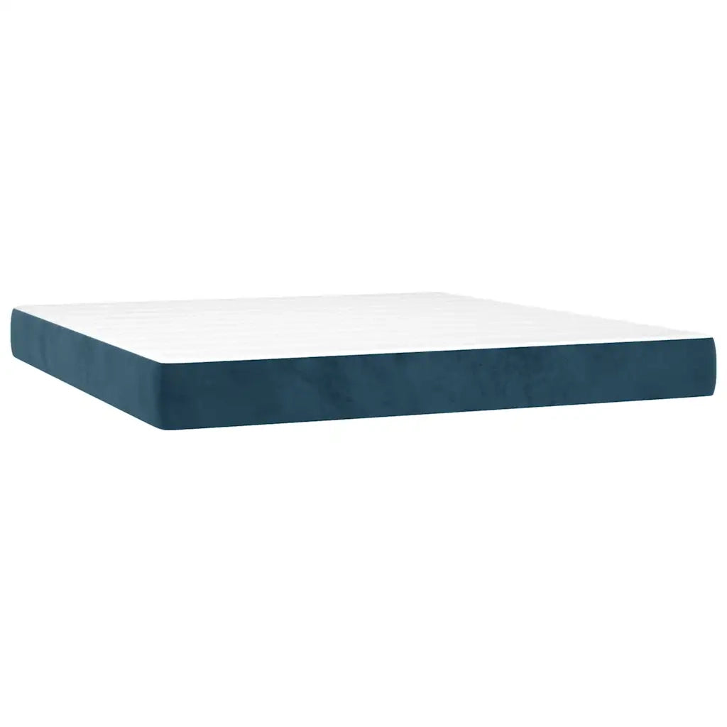 Giroletto a Molle con Materasso Blu Scuro 160x200 cm in Velluto