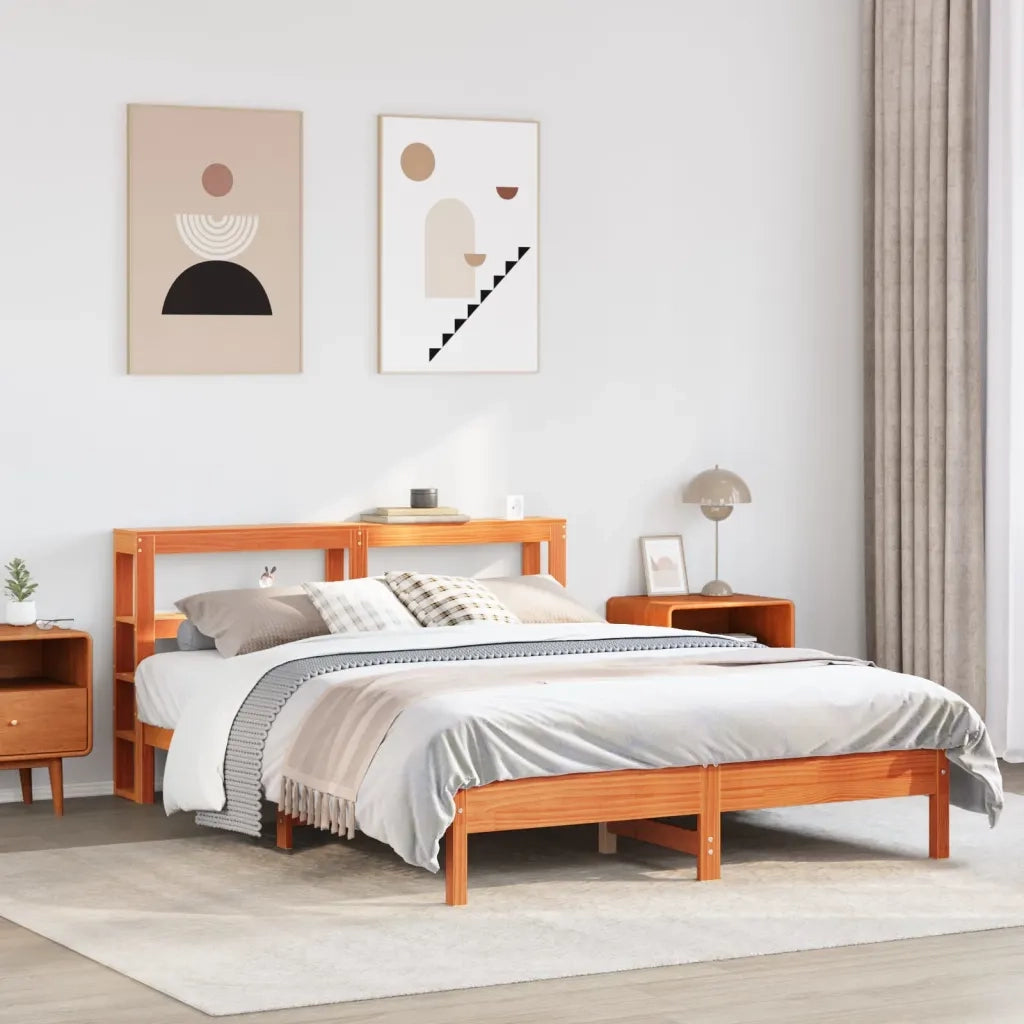 Letto senza Materasso Marrone Cera 140x190 cm in Legno di Pino 3306161