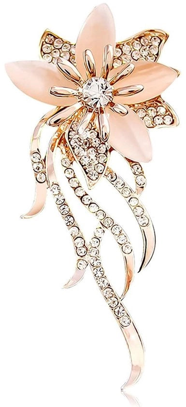 Set di Broches Eleganti per Abiti da Sposa - 4 Pezzi - Fioriera - Spille a Diamante - Accessori per Abiti - Strass/Fiori