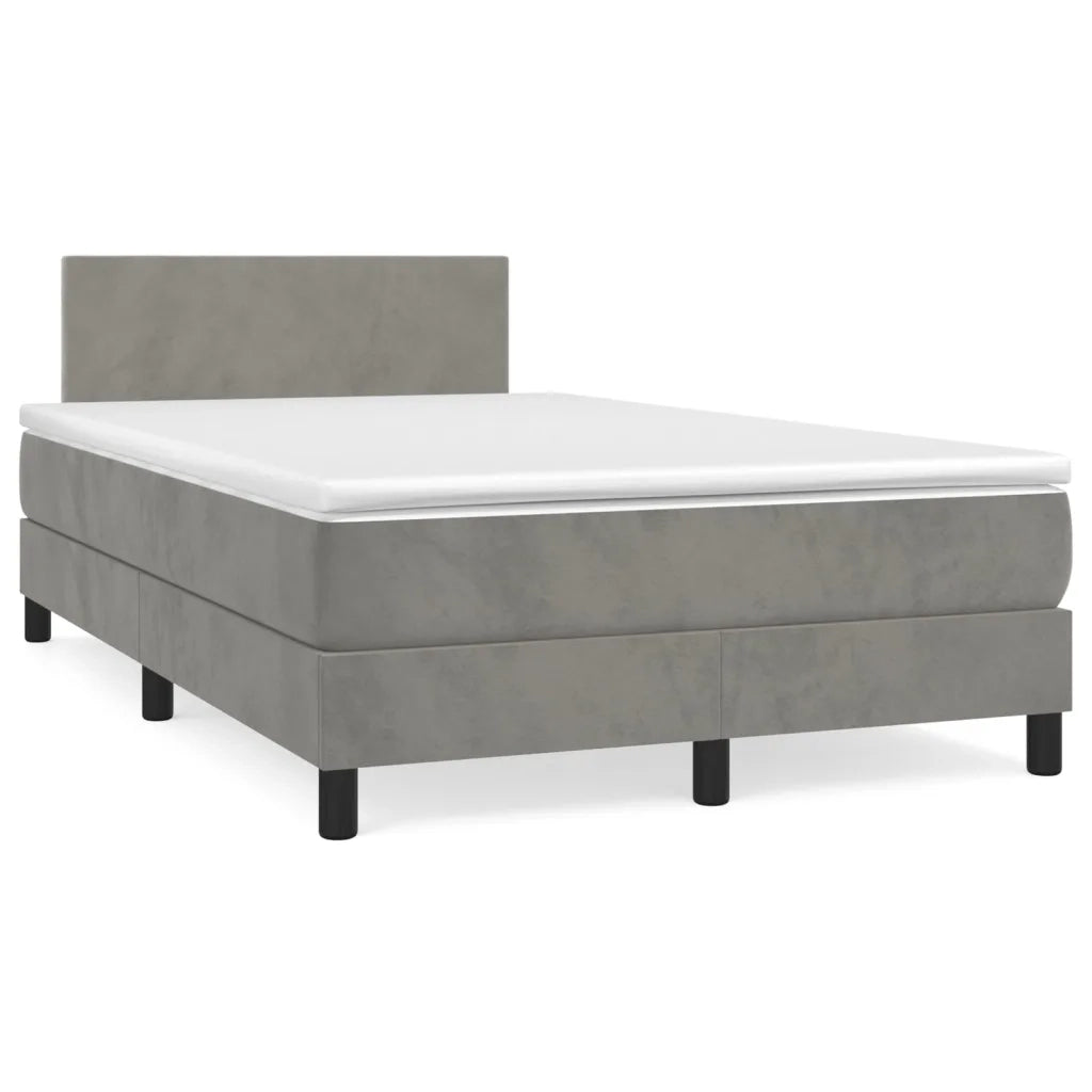 Giroletto a Molle con Materasso Grigio Chiaro 120x200cm Velluto 3141173