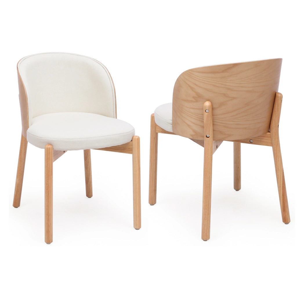 SEDIE da pranzo Set da 4 pezzi, legno massello, tessuto lino, colore naturale