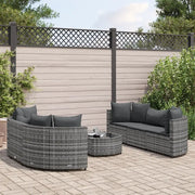 Set Divani da Giardino 7 pz con Cuscini Grigio in Polyrattan
