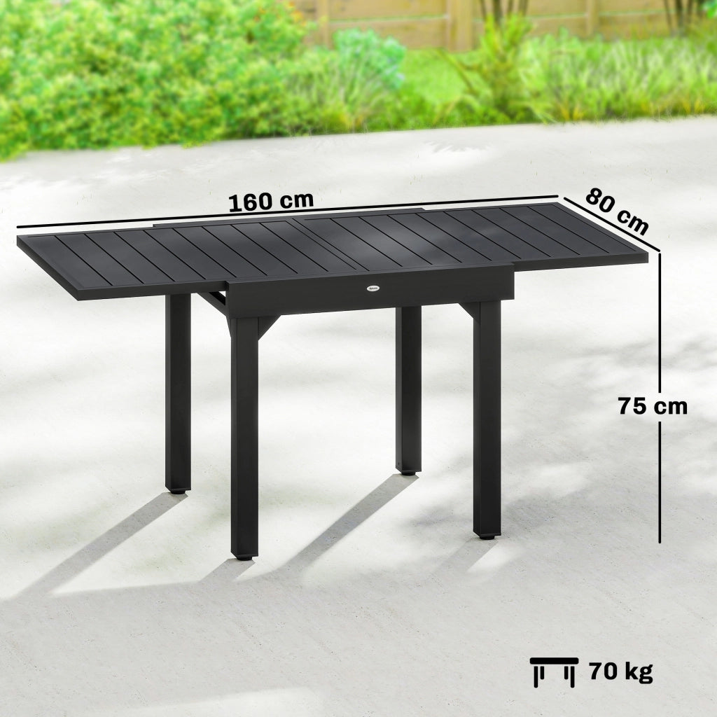 Tavolo da pranzo allungabile esterno rettangolare ¨C zephmum ¨C Nero 80x80x160 cm