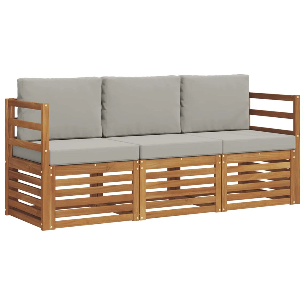 Set divani con cuscino 3 pcs Grigio Naturale e Chiaro