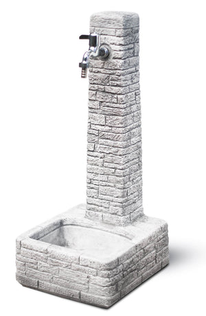 Fontana da Giardino Senza Rubinetto in Cemento Granulato di Marmo Clanezzo Grigio