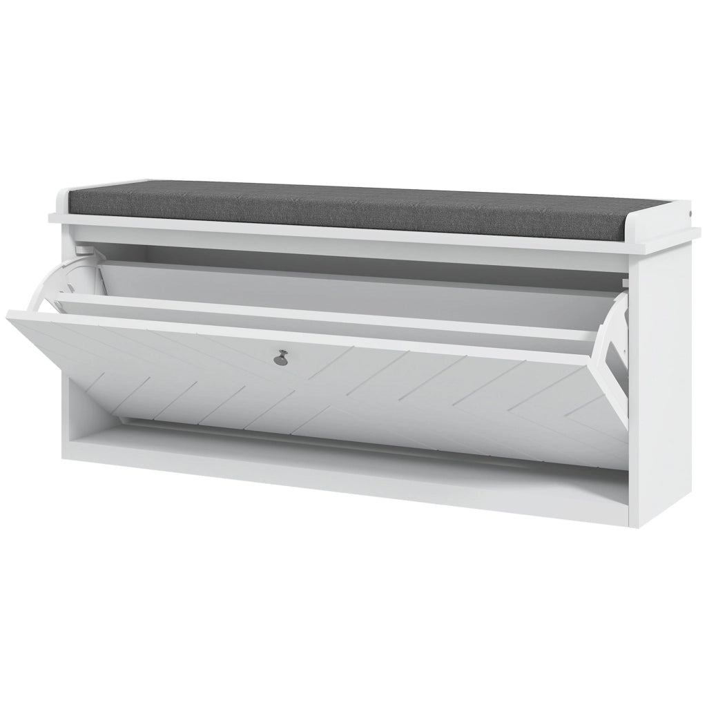Panca con Scarpiera, Seduta e Ripiano Regolabile ¨C zephmum ¨C 100x48x26 Bianco