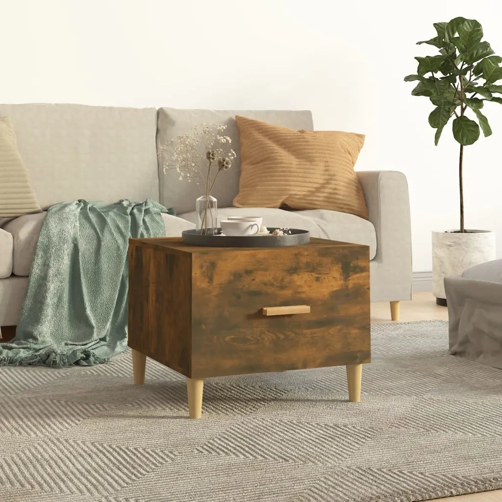 Tavolino da Salotto-Tavolino da soggiorno-Tavolo Rovere Fumo 50x50x40 cm Legno Multistrato 906574