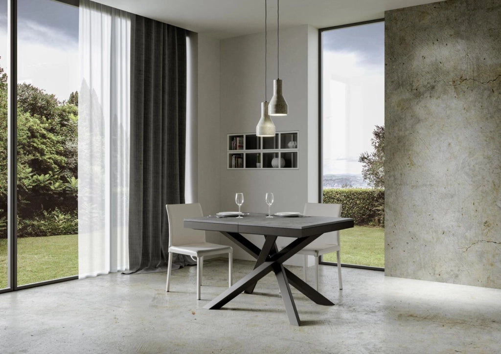 Tavolo allungabile 90x120/224 cm Volta Evolution Cemento telaio Antracite