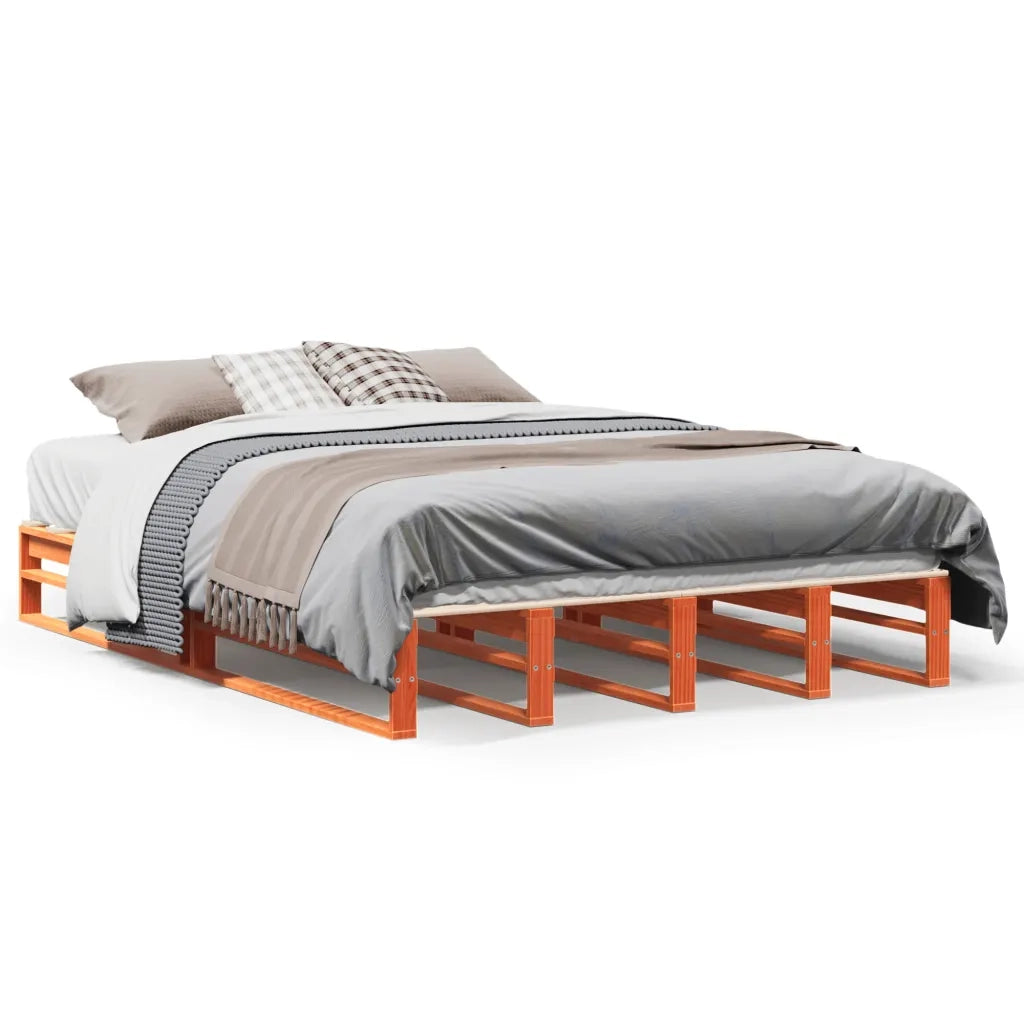 Letto senza Materasso Marrone Cera 150x200 cm in Legno di Pino 850847